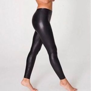 American Apparel Black High Waisted Faux Leather Leggings